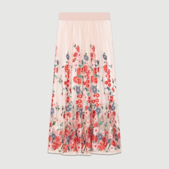Maje Floral Embroidered Long Skirt - Picture 1 of 3
